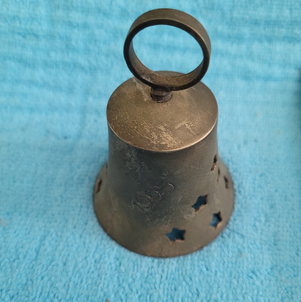 Vintage Brass Decorative Metal Bell with Star Cutouts